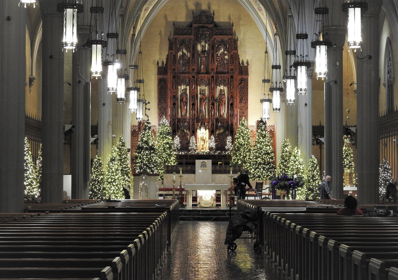 Creches inside and out highlight cathedral Christmas decorations