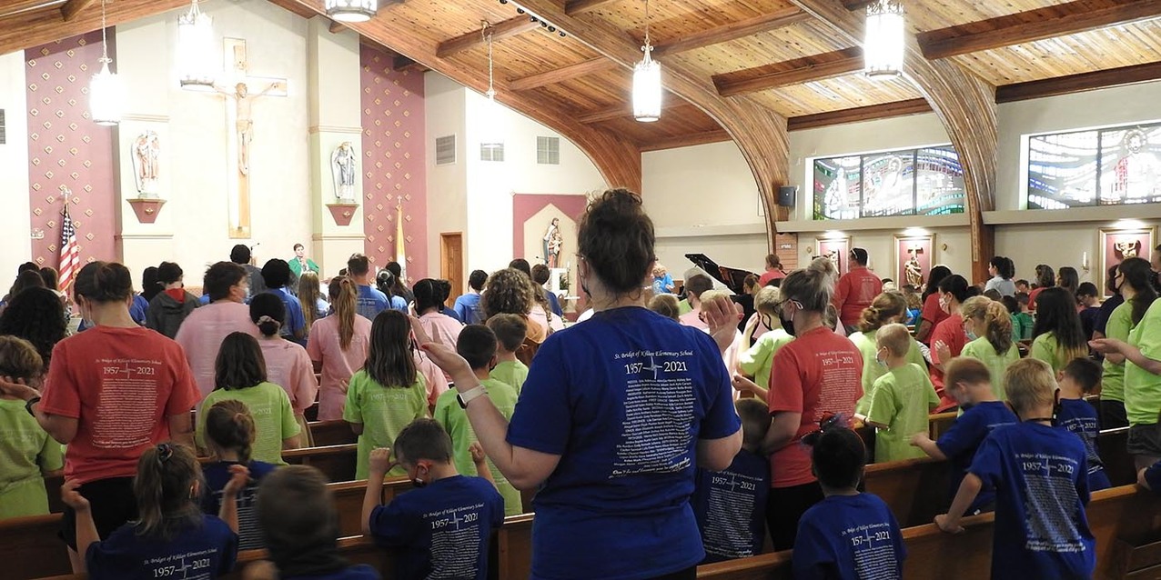 St. Bridget School community gathers for Mass on final Spirit Day