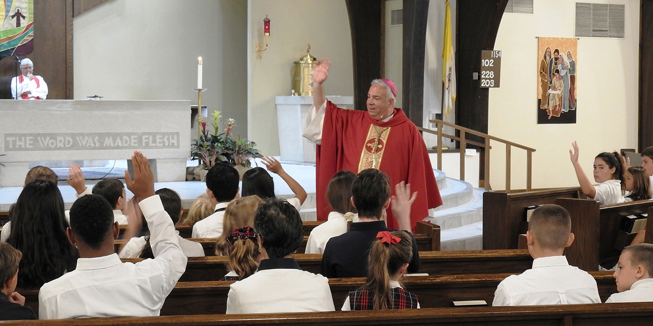 ‘Listen, learn and be grateful,’ bishop tells St. Bernadette School community at opening liturgy