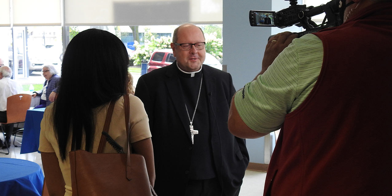 Bishop’s visit makes namesake’s feast day special for St. Vincent Charity Medical Center