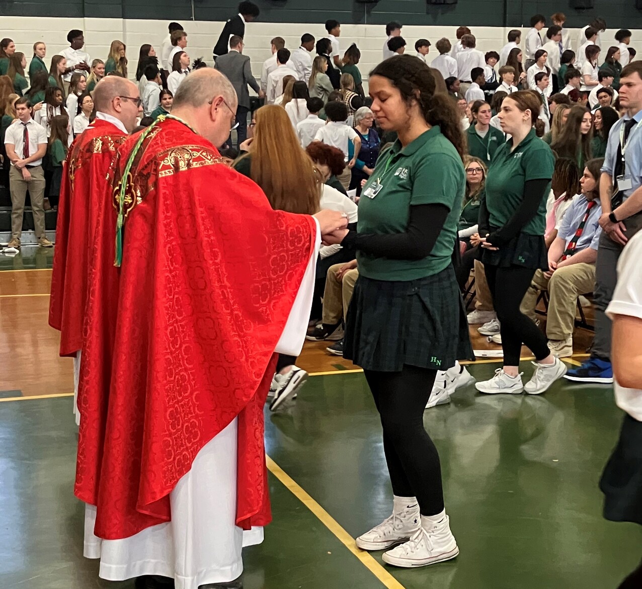 Holy Name High School welcomes Bishop Malesic to campus 