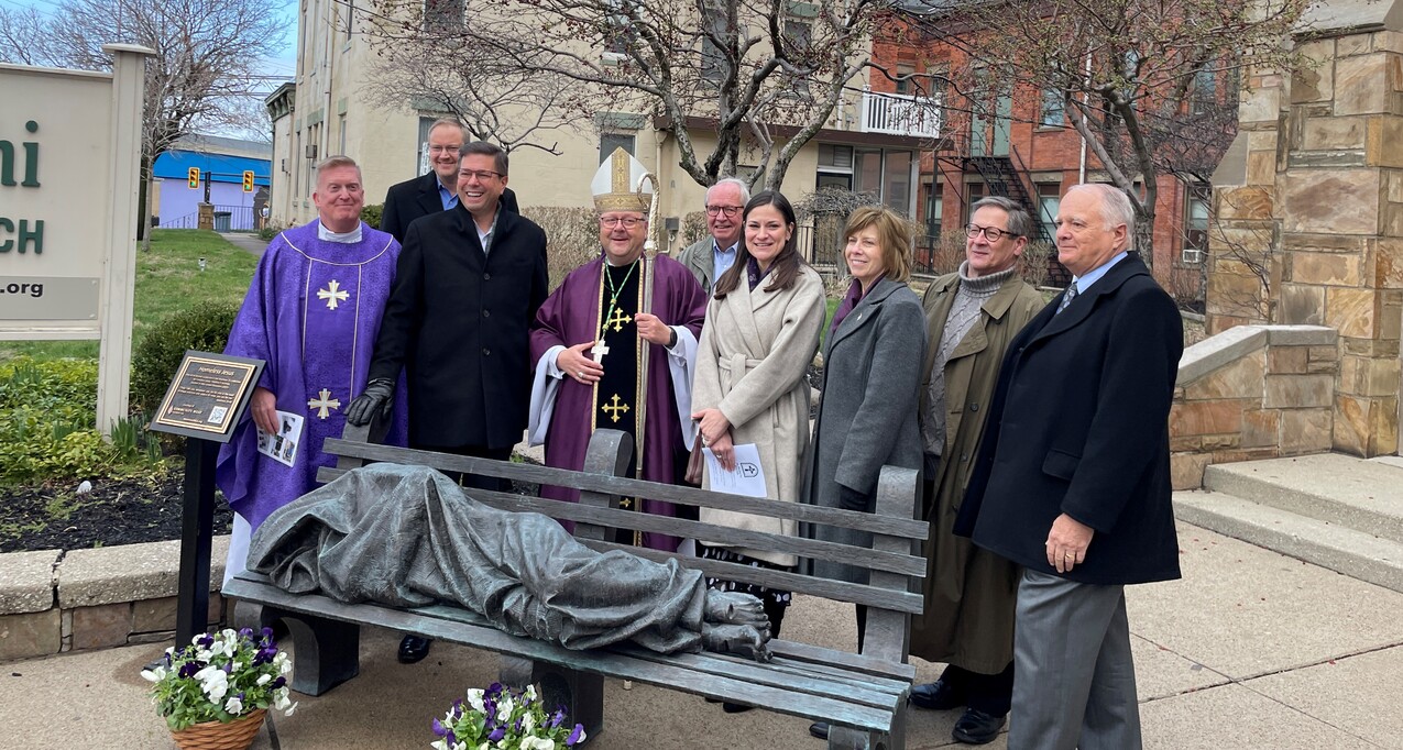Homeless Jesus sculpture blessed at St. Malachi Parish, its permanent home 