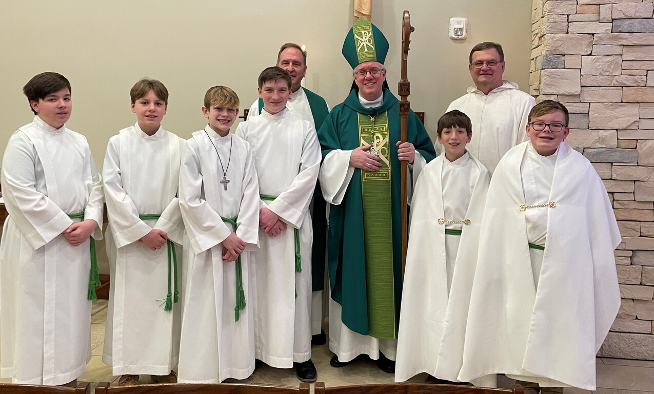 St. Ambrose School welcomes Bishop Woost for Mass, visit
