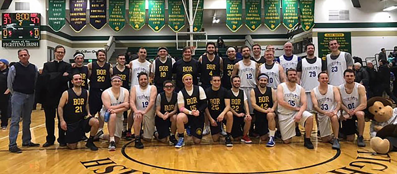 Seminarians prevail over priests in annual basketball game